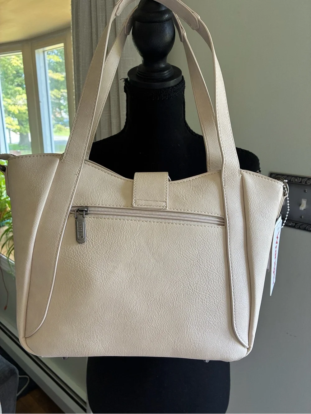 Wrangler Cream Tote with Embroidered Front and Buckle